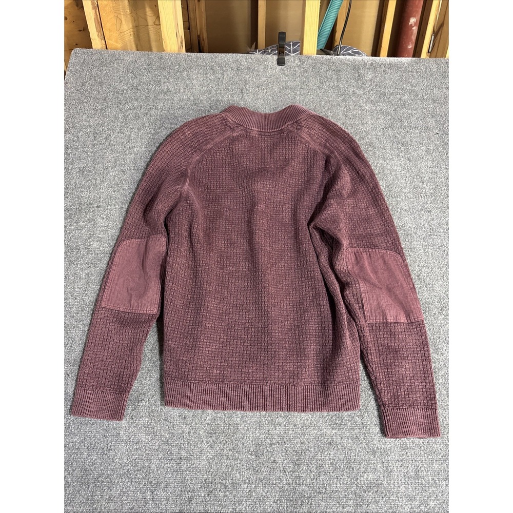 Tommy Bahama Mens 1/4 Zip Sweater Size M Burgundy Cotton Blend Textured Pullover - Picture 5 of 6